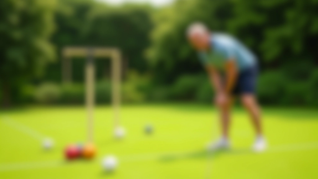 لاعب كروكيه يقوم بتمرين استهداف على ملعب العشب الأخضر